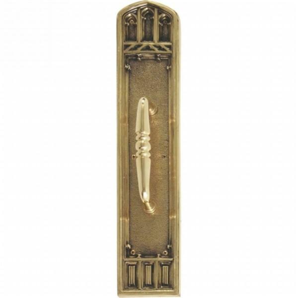 Brass Accents Oxford Pull Plate with Colonial Wire Pull, Highlighted Brass Finish - 3.38 x 18 in. A04-P5841-CLN-610